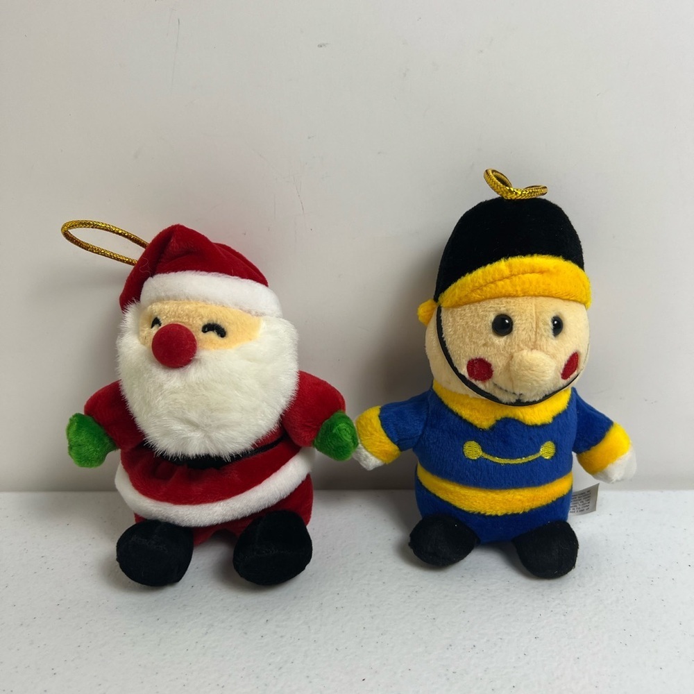 Lot of 2 VTG Chosun International Christmas Ornament Plush Santa Soldier